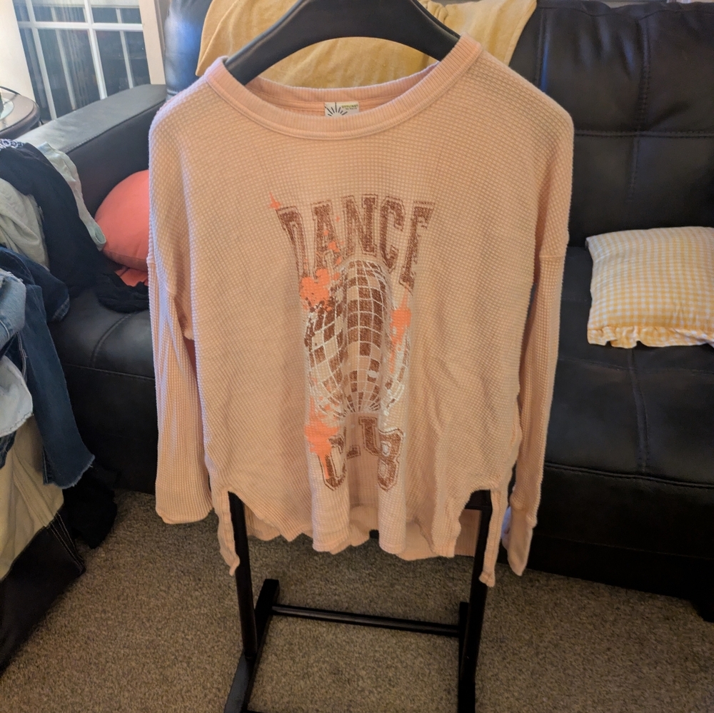 Aerie Pink Long Sleeve Dance Tee